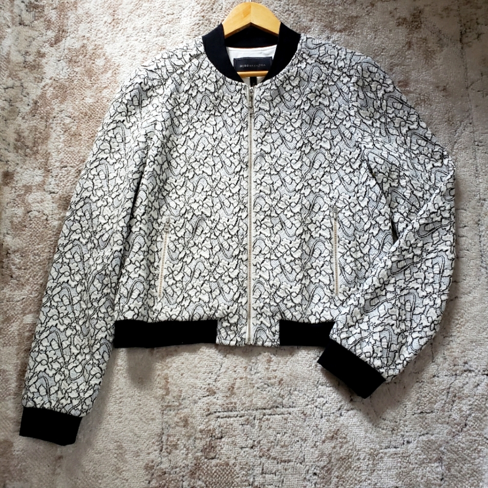 BCBG Black and White Bomber Jacket